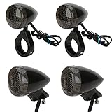 CICMOD Chrome Bullet Front Rear Tail Turn Signal Light Amber LED 41mm Relocation Fork Clamp For Harley (Black, Pack of 4)