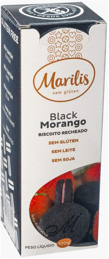 Biscoito Sem Glúten Recheado Black Morango Marilis 100g