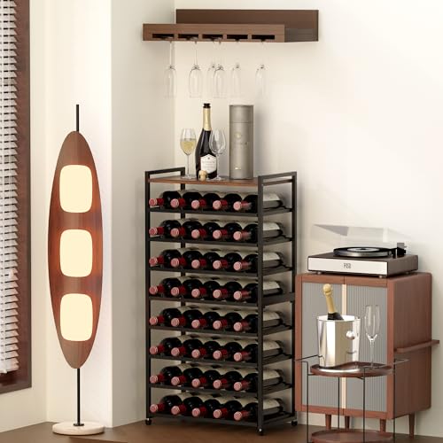 Alytree 40 Bottle Wine Rack Freestanding Floor, 8-Tier Wine Storage Racks with Table Top, Detachable Wine Bottle Holder, Bar Stand Display Shelf for Kitchen, Bar(L46 x W24 x H86cm