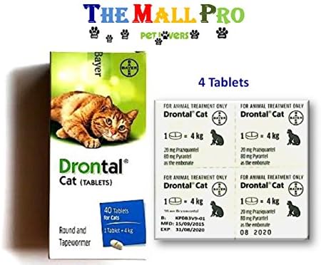 Bayer Drontal for Cat Allworms,Tap Worm and Round Worm , 4Tablets. No Box (Products packed in parcels)