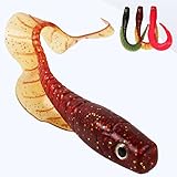 Sougayilang Soft Bait Curl Tail Grubs Fishing Lures Lifelike Worms Bait 3 Colors Pack of 10PCS