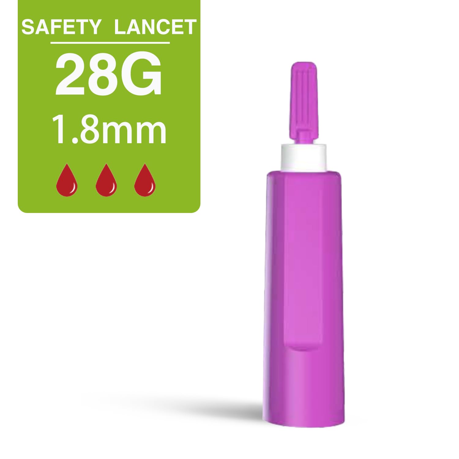 Pressure Activated Safety Lancets, 100 Count, Sterile, Single Use and Gentle for Comfortable Testing(28 G)