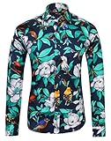 APTRO Men's Shirt Luxury Printing Pattern Long Sleeve Floral Shirt