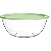 Quald Extra Large Glass Mixing Bowls Clear Glass Salad Cooking Bowls for Kitchen Salad Bread Storage (4.7Qt)