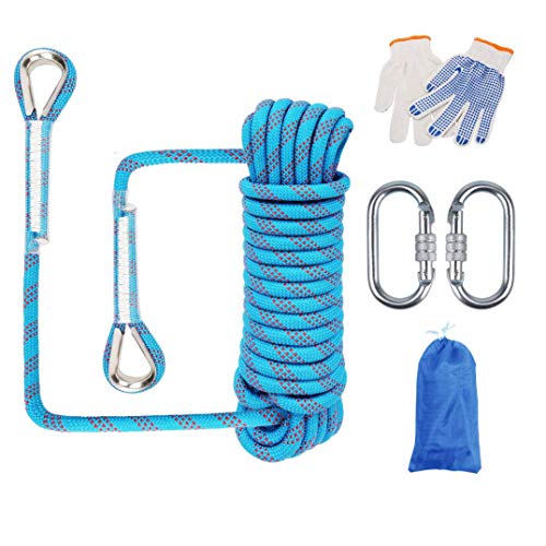 YUDEG Climbing Rope, 10 mm Diameter Rock Climbing Safety Rope with Carabiner for Climbing, Fire Escape, Safety Rescue (96) - Thumbnail 6