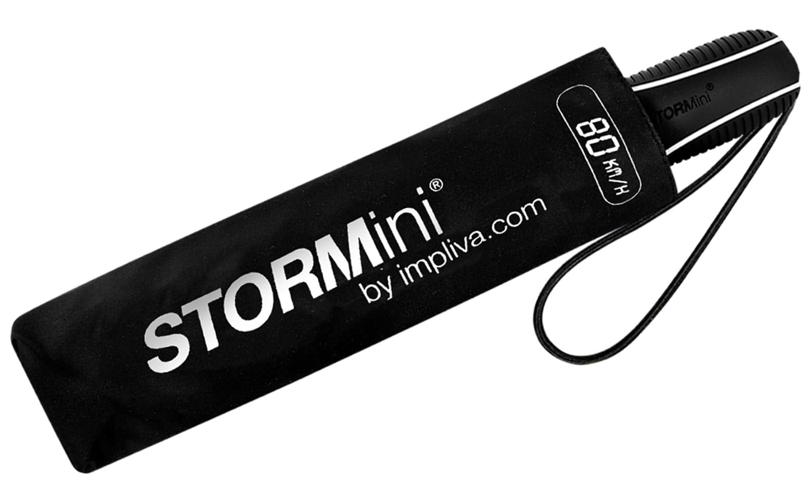 Black Pocket Storm Umbrella – 80 km/h Wind Resistance – Aerodynamic – Folding – Black