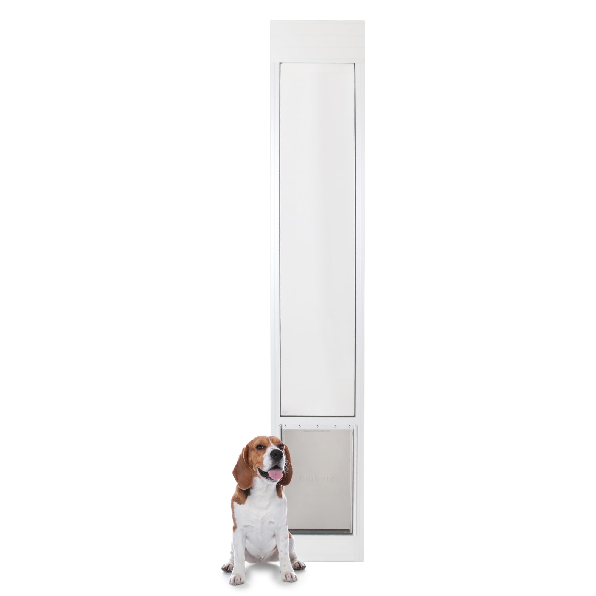Photo 1 of PetSafe Sliding Glass Pet Door - No-Cut DIY Install Doggy Door for Renters - Aluminum Frame - Adjustable Height 91 7/16" to 96" - Ideal for Large Dogs Up to 100 lb - White