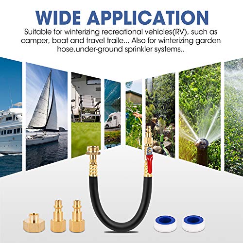 RV Winterizing Kit Sprinkler Blowout Adapter with Shut Off Valve,12