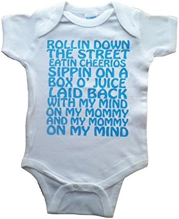 U.S. Custom Ink Rollin' Down The Street Light Blue Graphic White Baby Bodysuit