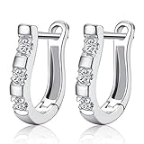 EIGA Women's Jewelry Silver-plated Rhinestones Earrings Pierced Ear Studs Harp Shape Gift