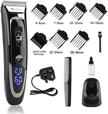 Cordless Hair Clipper Set Rechargeable Waterproof Electric Hair Trimmer Mens Grooming Kit Hair Cutting Machine with LED Display Ceramic Blade Hair Shaver Beard Trimmer 2 in1 for Men Kids Barbers