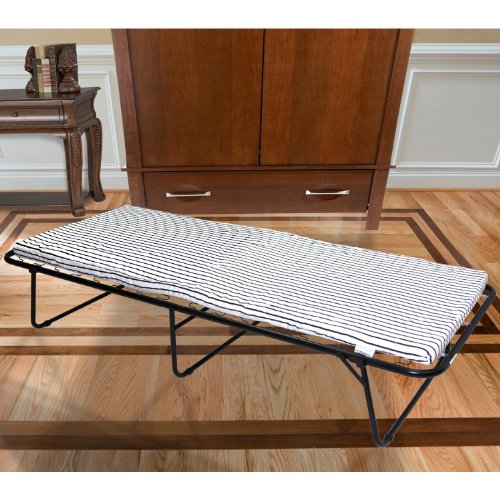 Home Source Industries, 223 Cot Bed, Folding Bed with Mattress, Black and White, L 75" W 31" x H 13"