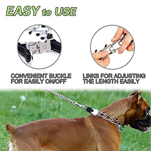 Wellbro Pit Bull German Shepherd Training Metal Gear Prong Pets Collar, with Quick Release Snap Buckle and Rubber Tips, Easy-On Plated Adjustable Training Dog Collar, 24" (Type 1) - Thumbnail 5