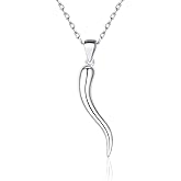 ChicSilver 925 Sterling Silver Lucky Italian Horn Pendant Necklace Protection Amulet Jewelry for Women, Silver/Gold Plated/Rose Gold Plated
