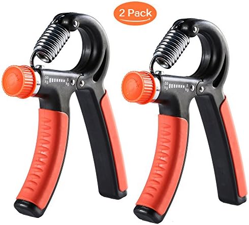Hand Grip Strengthener Strength Trainer Best Hand Exerciser Adjustable Resistance From 10 to 110 Lbs With Non-slip Gripper and Lengthened Handle Pack 2