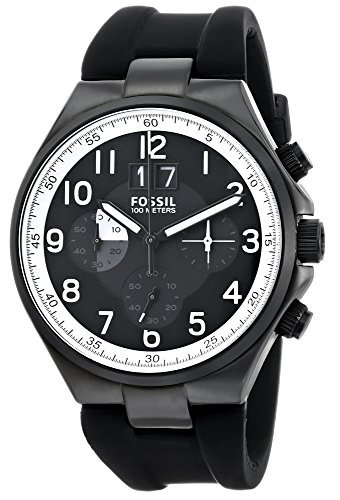 Fossil Men's CH2918 Qualifier Chronograph Black Stainless Steel Watch with Silicone Band