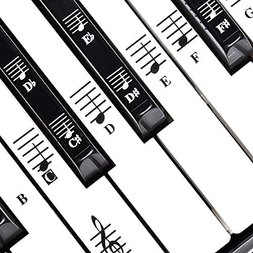 Piano Stickers for White &amp; Black Keys with User Guide, Transparent and Removable Piano Music Notes Stickers for 49/61/76/88 Keyboards, Gift for Kids and Piano Beginners - TimberRain