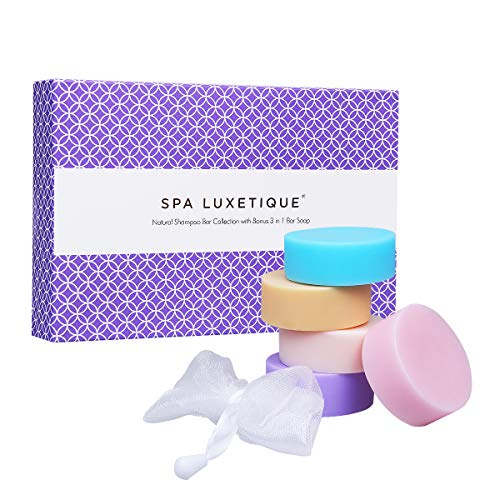 Spa Luxetique Natural Solid Shampoo Bar Soap Bar Gift Set, Layer Bubble