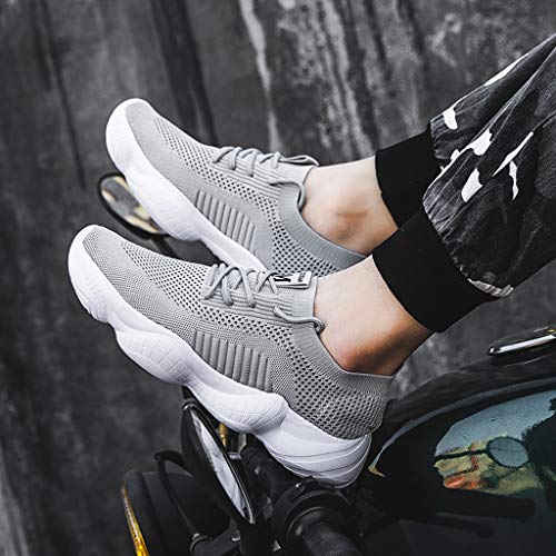 Mens Mesh Breathable Running Sneakers Lightweight Walking Shoes Fitness Lace-Up Athletic Shoes Tennis Racquet Sports Shoes (Gary, 45) - Thumbnail 4
