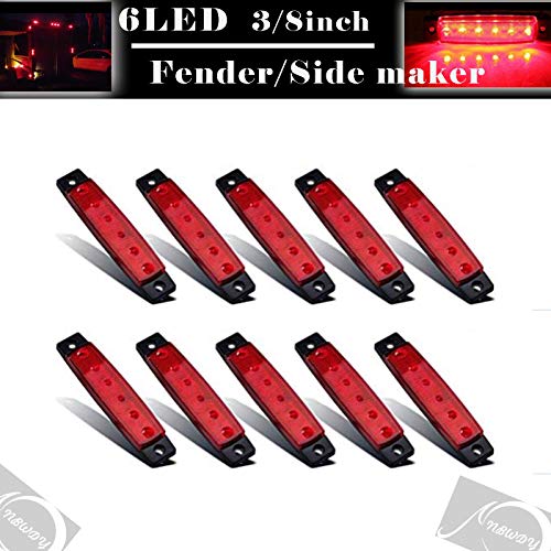 NBWDY 10pc 3.8" 6 LED Red Side Marker Lights, Red Trailer Marker Lights, Rear Side Marker Lamp Amber, Led Marker Lights for Trucks, Cab Marker, RV Marker light Red - Thumbnail 6