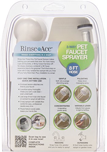 Rinse Ace 3 Way Pet Faucet Sprayer with 8 foot Hose