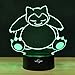 3D Illusion Led Lamps Snorlax 7 Colors Touch Switch Table Desk Lamp for Home Office Children Room Theme Decoration and Kiddie Kids Children Family Holiday Gift