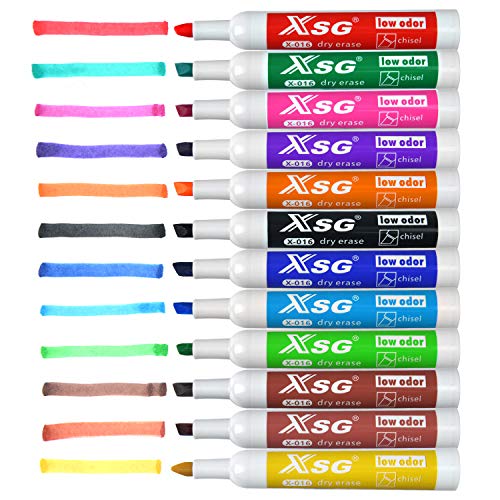 Dry Erase chisel tip Marker Pen, XSG （36 Bulk Pack） 12 assorted Colors