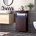 Homfa Bathroom Floor Cabinet Free Standing with Single Door Multifunctional Bathroom Storage Organizer Toiletries, Dark Brown
