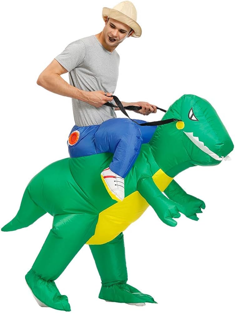 Kooy Inflatable Dinosaur Costume Halloween Party Costumes Inflatable T-Rex Costumes Blow up Costumes Adult/Kids
