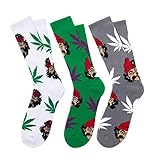 Dopeme Marijuana Weed Leaf Printed Cotton High Socks 3 Pack
