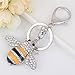 Qinlee Honeybee with Big Smile Keychain Crystal Keyring Rhinestones Purse Pendant Handbag Charm Key Chain Key Chain(Gold）