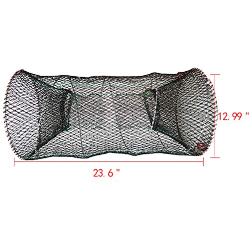 YaeGarden Collapsible Cast Net Fishing Nets Crab Trap Crawfish Lobster Shrimp Cast Net Portable Folded Fishing Accessories (12.99" x 23.6" (33cm x 60cm))