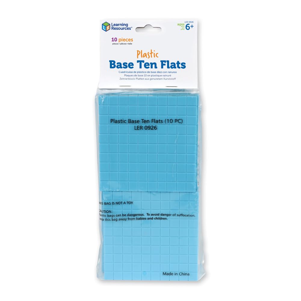Learning Resources Grooved Plastic Base Ten Flats (Set of 10)
