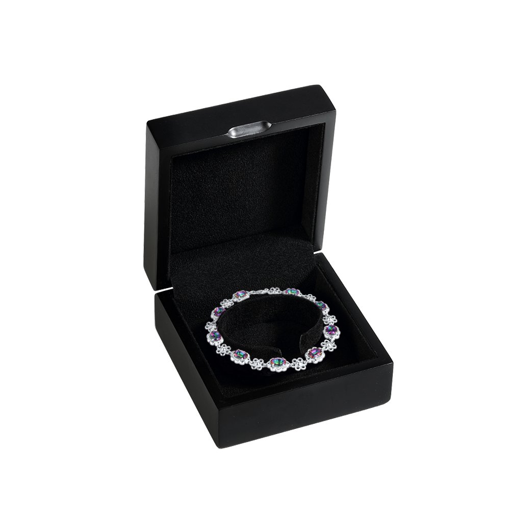 Olymbros Wooden Decorative Jewelry Gift Boxes with Velvet Interior for Bracelet,Black