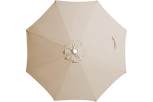 JEAREY 9 ft Patio Umbrella Replacement Canopy for 8 Ribs, Table Market Yard Umbrella Replacement Top Cover-Beige (Canopy Only)