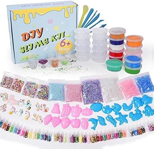 180個 スライム キット 水晶粘土 Diy セット おもちゃ 情熱セール カラフルフォーム紙吹雪 Slime 含有12個入りふわふわクリスタル粘土 手作りツール 果物切片 金魚鉢ビーズ