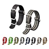 Ritche 2PC Watch Band with 1.5mm Thickness Quality Nylon Nato Strap and Heavy Duty Brushed Buckle