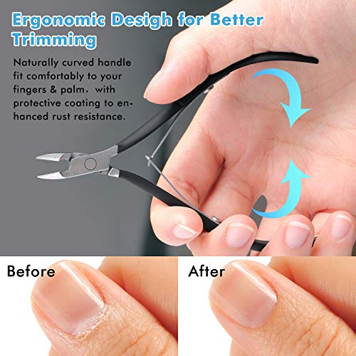 Cuticle Nippers Cuticle Cutter - Professional Stainless Steel Cuticle Trimmer Remover Scissors Nail Clippers Pedicure Manicure Tools by INFELING
