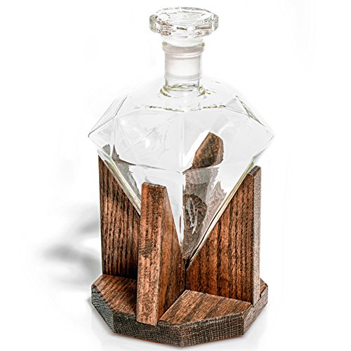 Whiskey Decanter - Newlywed Gift Diamond Decanters for Alcohol, Rum, Bourbon, Scotch, Wine Decanter – Diamond 10 Year Anniversary Present or Groomsmen Gifts – 1000ml Liquor (Prestige Decanters) - Image 3