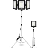 UFOND 21000LM LED Work Light with Stand, Foldable Worklight 3 Brightness | Telescoping Tripod 10Ft Cord, Waterproof Job Site Light, for Garage Construction Courtyard