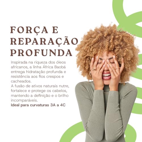 Ápice Shampoo África Baobá Restaurador | Limpeza Suave e Hidratação para Cabelos Cacheados e Ondulados | 1000ml
