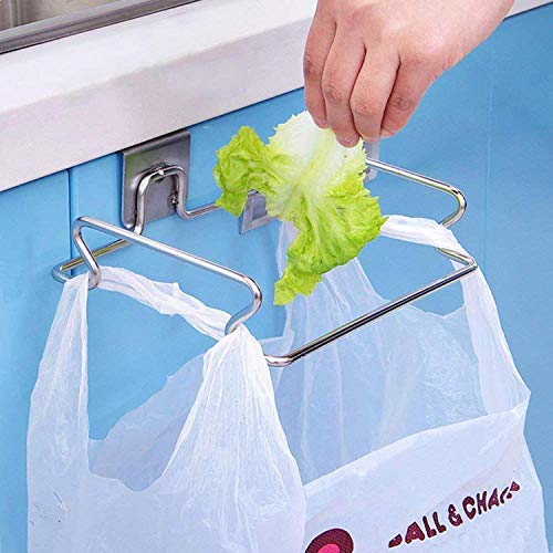 HOKIPO® Stainless Steel Over The Door Trash Bin Bag Holder for