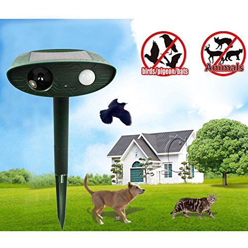 BaiFM Ultrasonic Pest Animal Repeller Solar powered Cat Dog Fox Deer Rodent Repellent for Farm Garden Outdoor