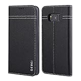 Galaxy S8 Plus Case, Amabin Genuine Leather Credit Card Slot Hidden Magnetic Book Stand Slim Flip Folio Wallet Case for Samsung Galaxy S8 Plus (Black)