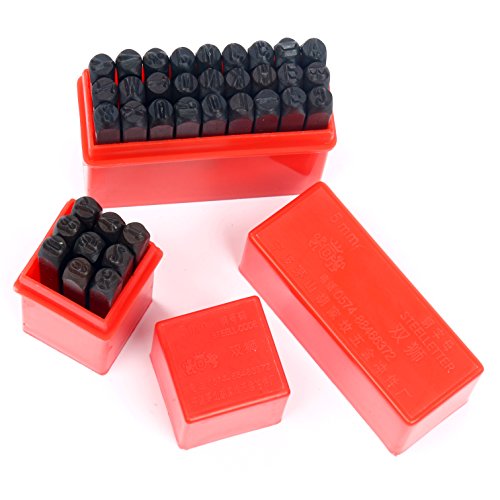 YaeTek Number and Letter Stamp Set (36 PIECE PUNCH SET/A-Z & 0-9) Industrial Grade Hardened Carbon Steel Metal - (5mm) Characters - Perfect for Imprinting Metal, Wood, Plastic, Leather, More