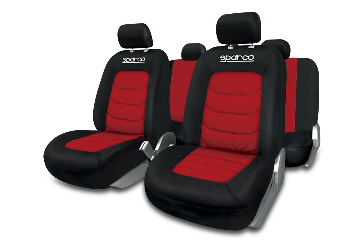 Sparco SPC1019RS 11-Piece Car Seat Cover Set, S-Line Corsa, Red