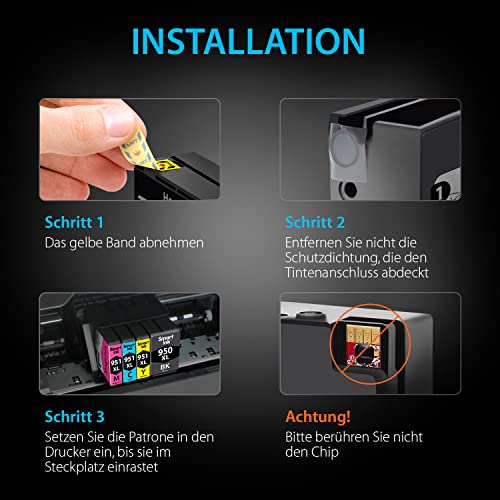 Smart Ink Compatible Printer Cartridges to Replace HP 950XL 951XL 950 XL 951 XL 4 Multipack (Black & Cyan Magenta Yellow) Cartridges High Yield for HP Officejet Pro 8100 8600 8615 8616 8620 8640