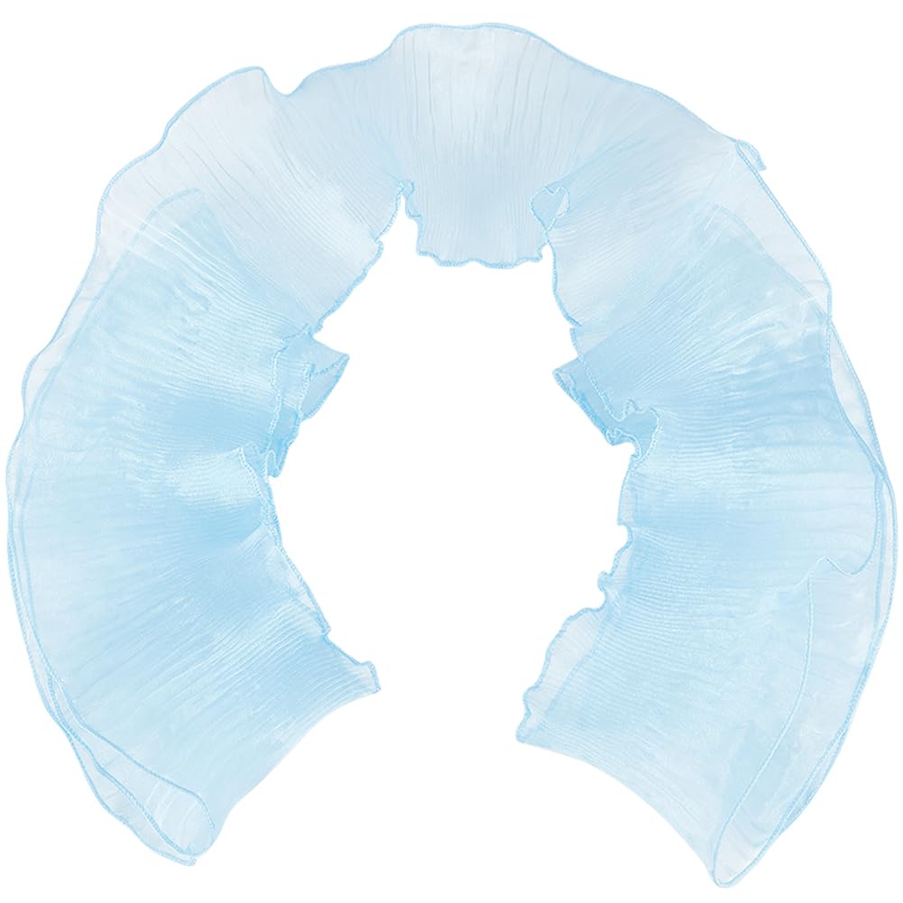 GORGECRAFT 10Yds*12cm Organza Ruffled Pleated Lace Fabric Trim Retro Ruffle Pleated Chiffon Trimmings Polyester Border Lace Fabric for Diy Wedding Dress Craft Home Decor, Light Sky Blue