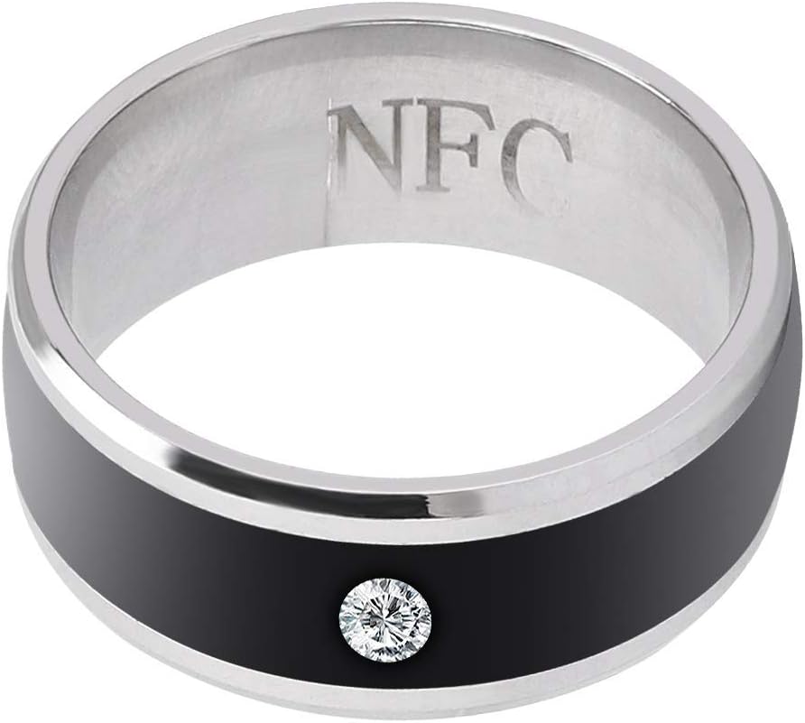 ASHATA Smart NFC Ring Waterproof Wearable Finger Device for Mobile Phone Size 7