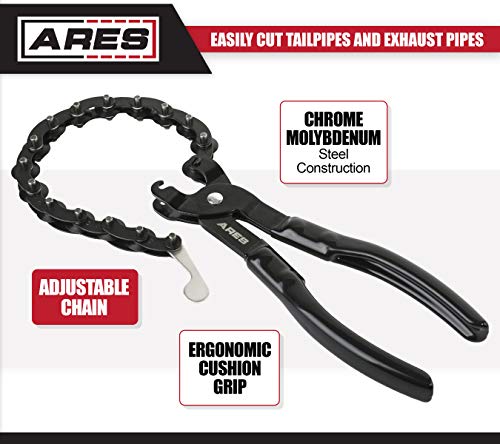 ARES 15009 - Exhaust Pipe Cutter - Cuts 3/4-Inch to 3 1/4-Inch Tailpipes and Exhaust Pipes - 15 Blades Require Only 1/4 Turn for Finished Cut - Suitable for On- and Off-Vehicle Use